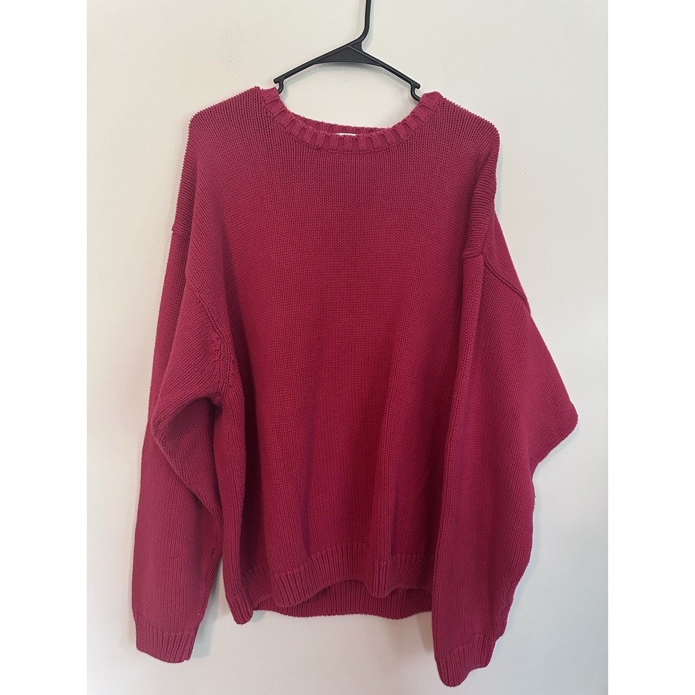 Vintage 90s 100% Cotton Plus Size Eddie Bauer Sweater Heavy Knit Red Crewneck 2X
